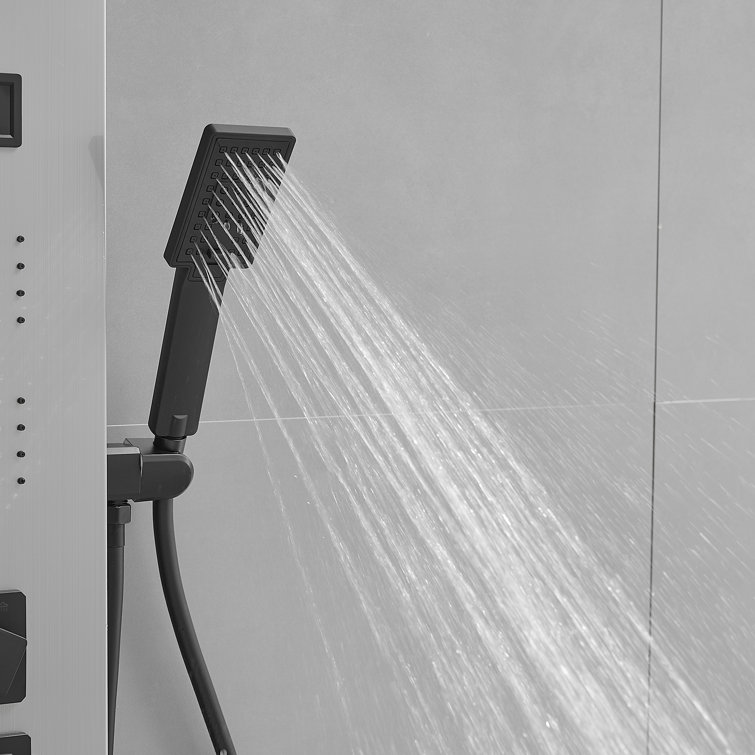 Black Nickel LED Rainfall Shower Panel with Body Jets