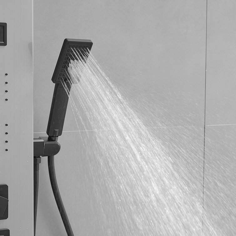 Black Nickel LED Rainfall Shower Panel with Body Jets