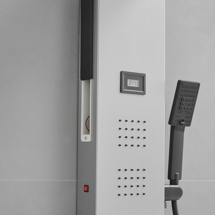 Black Nickel LED Rainfall Shower Panel with Body Jets