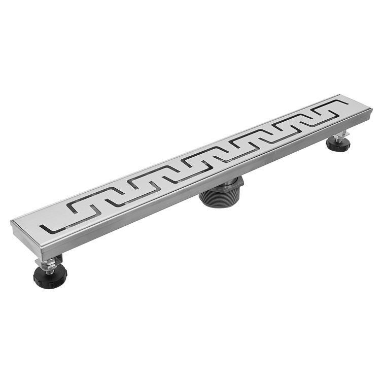 24-inch Brushed Nickel Stainless Steel Linear Shower Drain with U-shaped Pattern