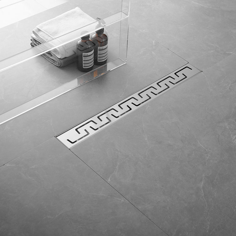 24-inch Brushed Nickel Stainless Steel Linear Shower Drain with U-shaped Pattern