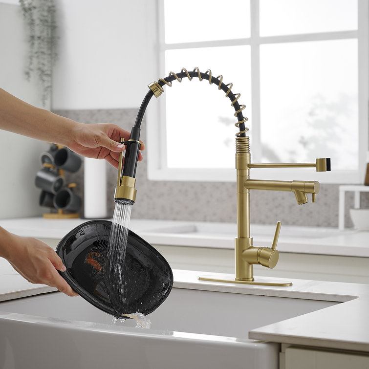 Matte Black High-Arc Kitchen Faucet with Pull-Out Spray