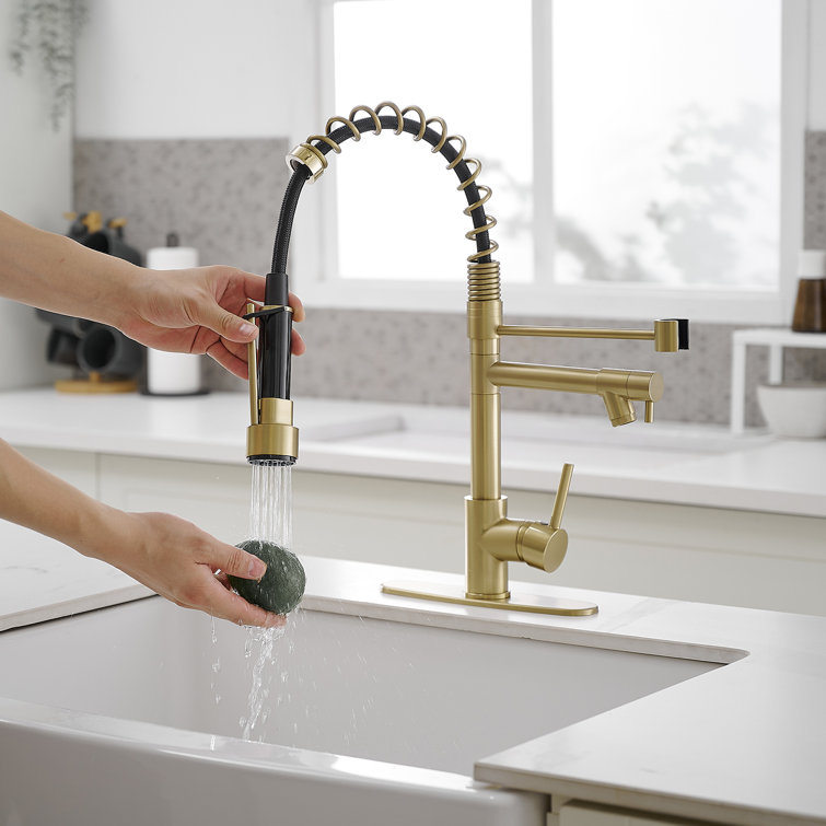 Matte Black High-Arc Kitchen Faucet with Pull-Out Spray