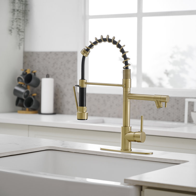 Matte Black High-Arc Kitchen Faucet with Pull-Out Spray