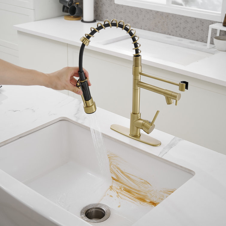 Matte Black High-Arc Kitchen Faucet with Pull-Out Spray