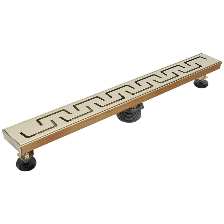 Brushed Gold Stainless Steel Linear Shower Drain with Square Holes