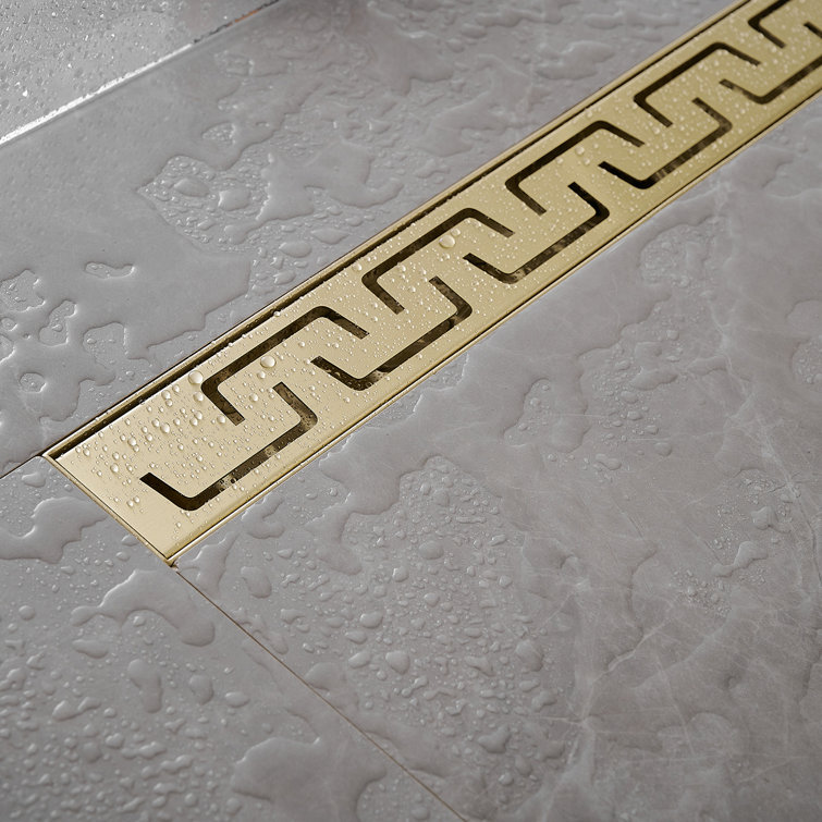 Brushed Gold Stainless Steel Linear Shower Drain with Square Holes
