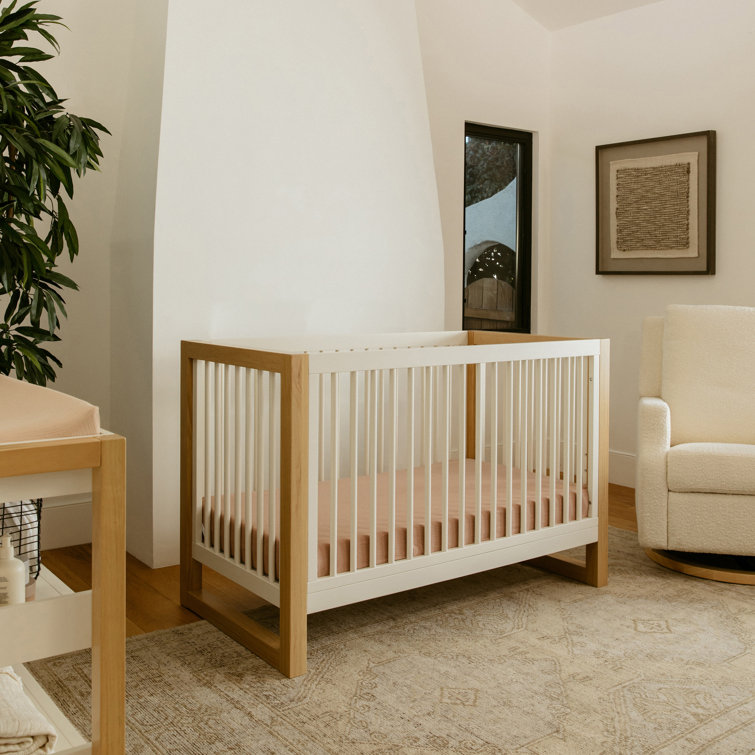 Nantucket White and Honey 3-in-1 Convertible Crib with Toddler Bed Kit