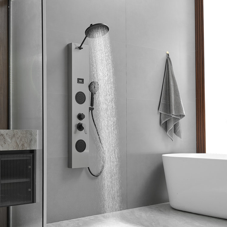 Nickel Black Stainless Steel Shower Panel with Adjustable Head