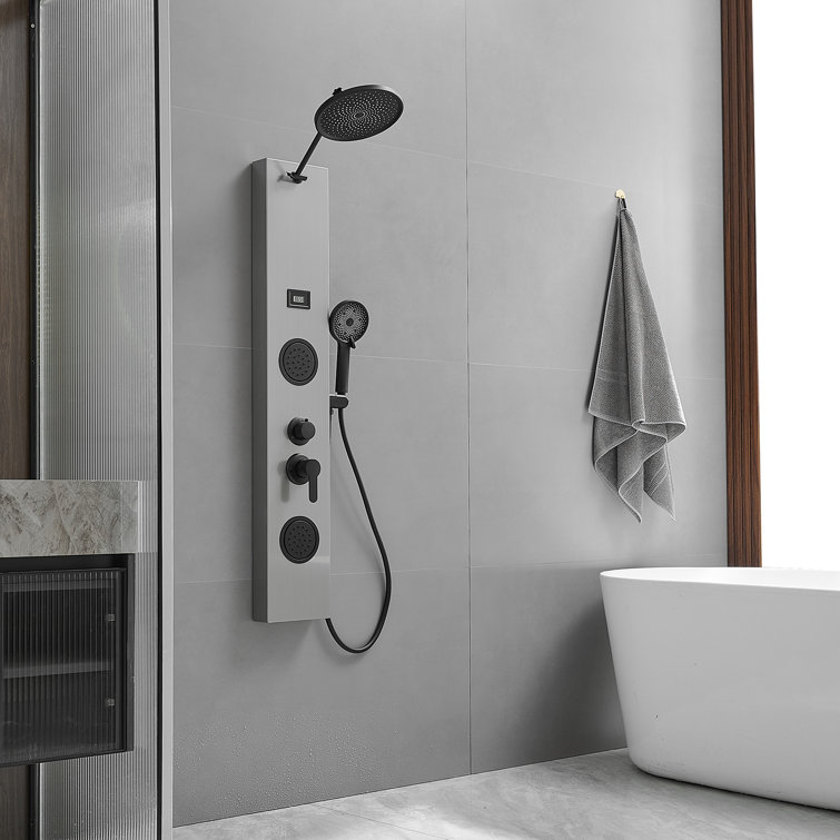 Nickel Black Stainless Steel Shower Panel with Adjustable Head