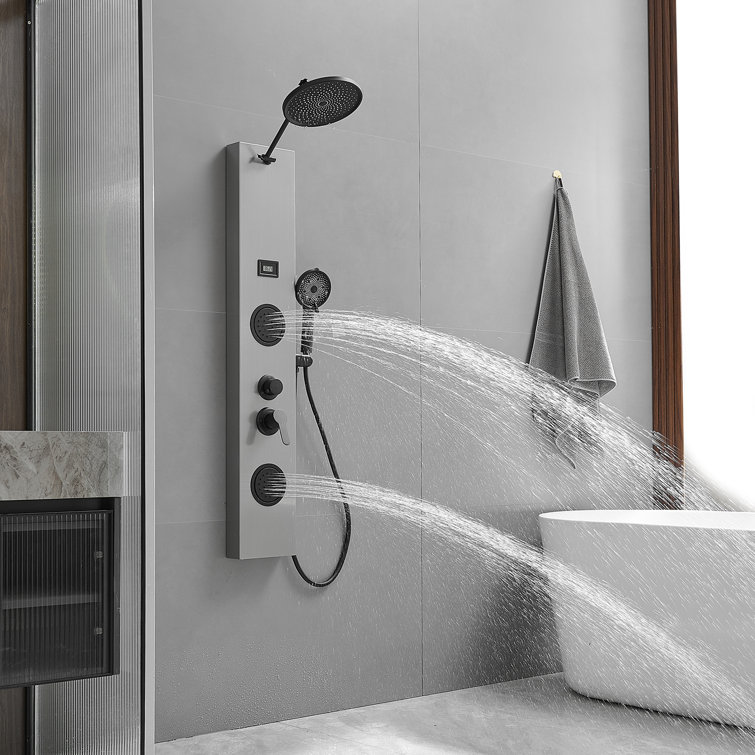 Nickel Black Stainless Steel Shower Panel with Adjustable Head