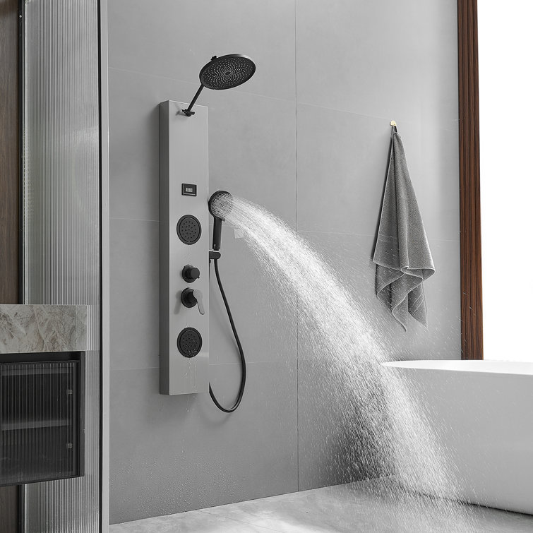 Nickel Black Stainless Steel Shower Panel with Adjustable Head