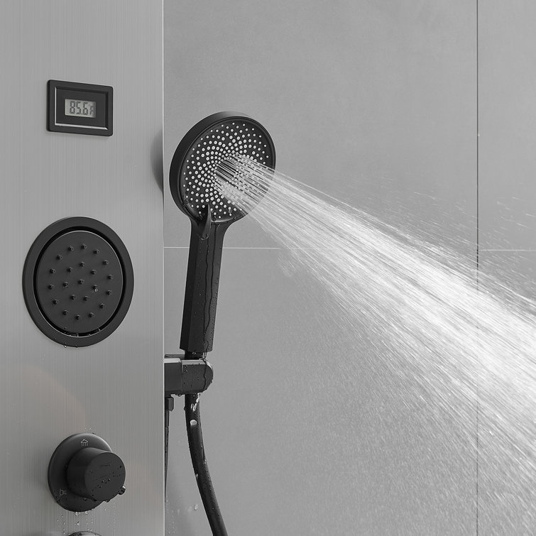 Nickel Black Stainless Steel Shower Panel with Adjustable Head