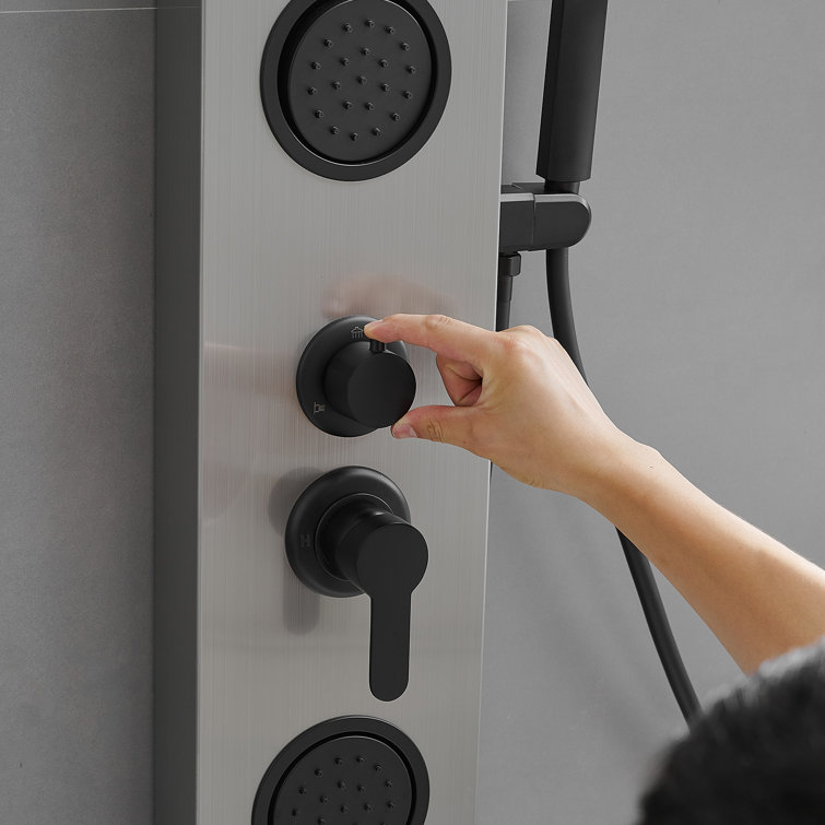Nickel Black Stainless Steel Shower Panel with Adjustable Head