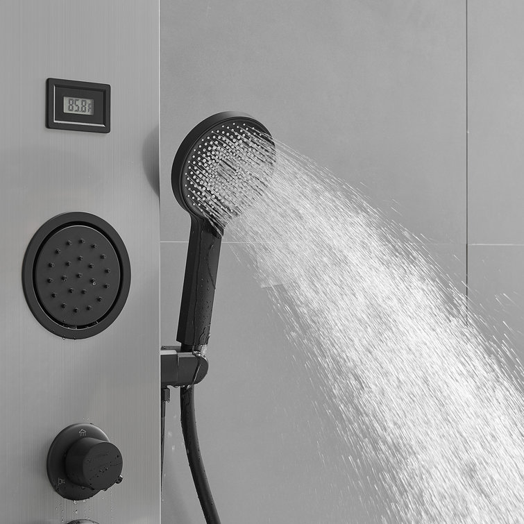 Nickel Black Stainless Steel Shower Panel with Adjustable Head