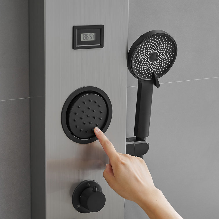 Nickel Black Stainless Steel Shower Panel with Adjustable Head