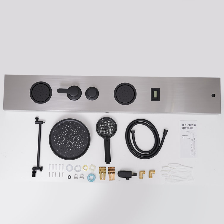 Nickel Black Stainless Steel Shower Panel with Adjustable Head