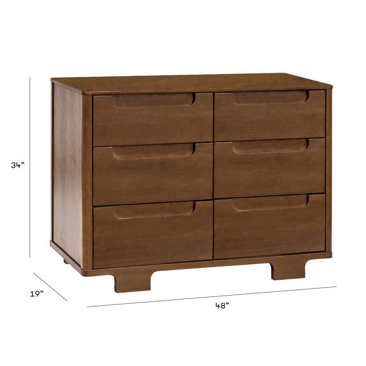 Natural Walnut Double Ball Bearing Nursery Dresser