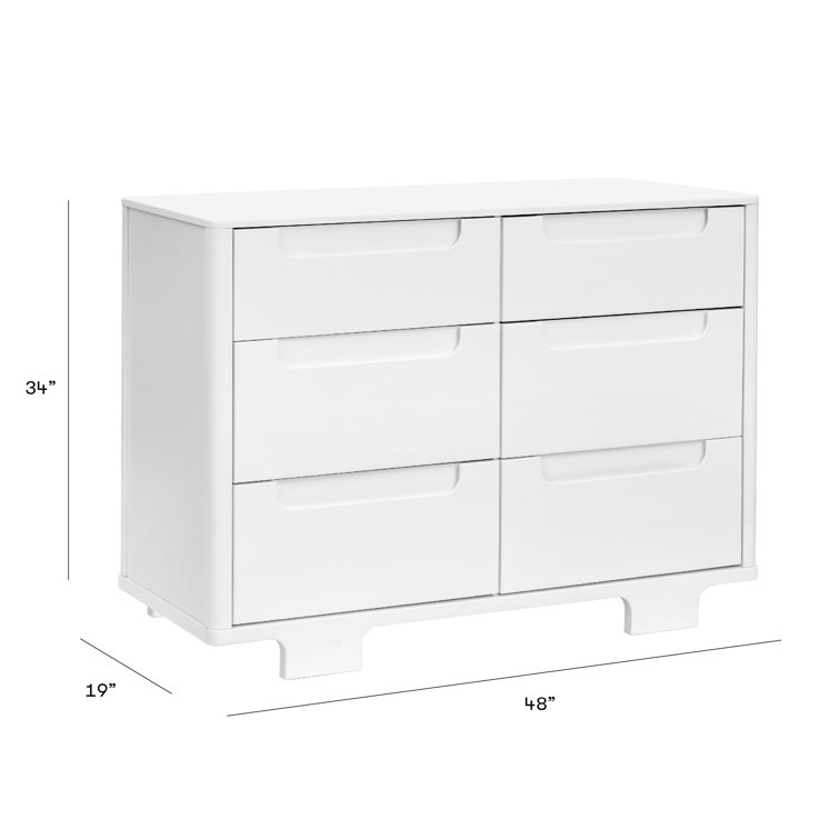 Yuzu Modern White 6-Drawer Dresser with Playful Arched Feet