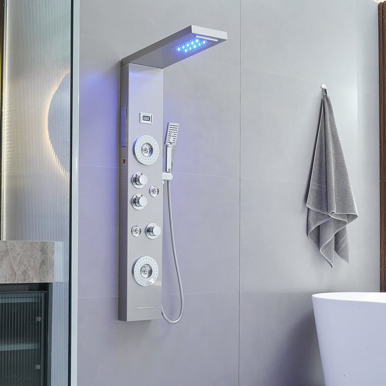 Nickel Chrome Multi-Function LED Shower Panel System