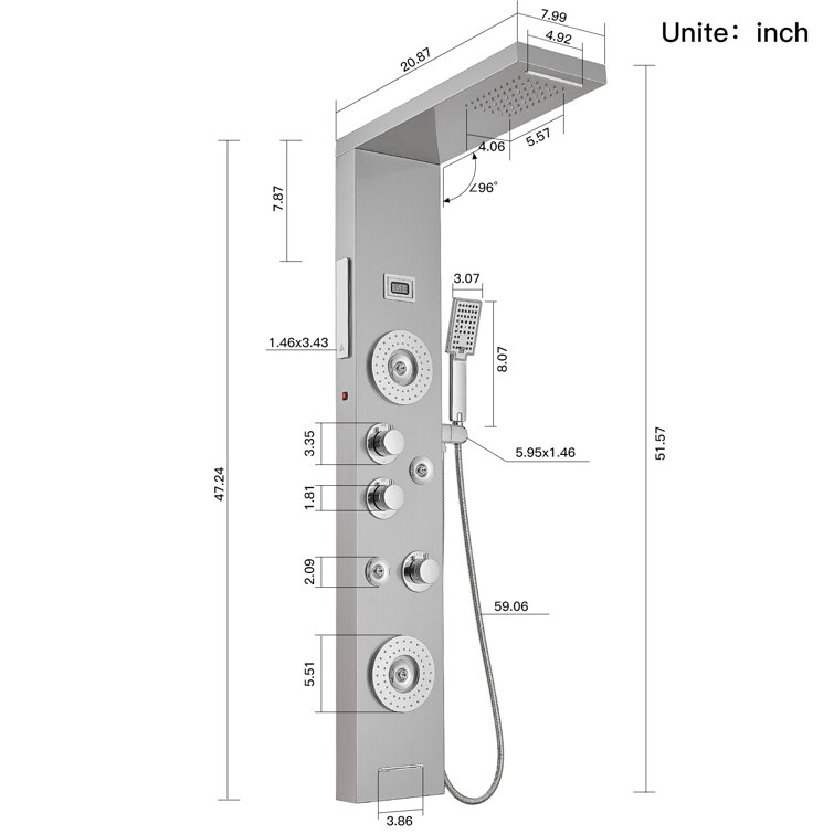 Nickel Chrome Multi-Function LED Shower Panel System
