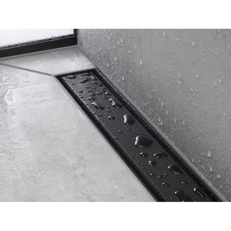 Matte Black Stainless Steel Linear Tileable Shower Drain