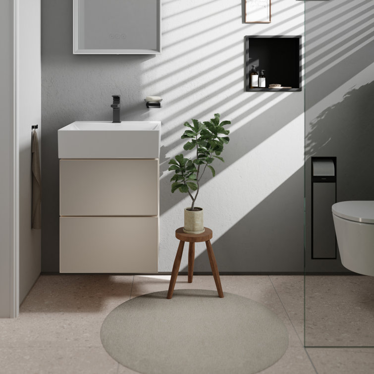 Matte White Recessed Toilet Brush Holder with Shelf and Door