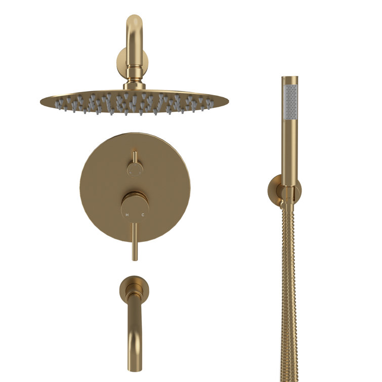 Brushed Gold Large Round Multi-Head Rain Shower System