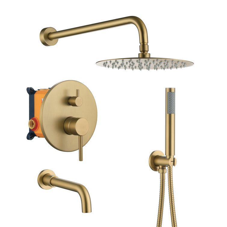 Brushed Gold Large Round Multi-Head Rain Shower System