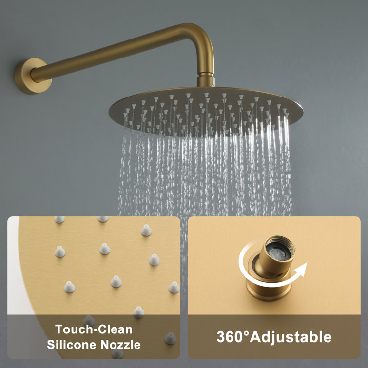Brushed Gold Large Round Multi-Head Rain Shower System