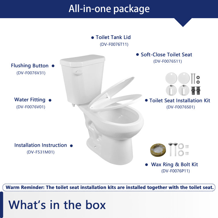 White Round Dual Flush ADA Chair Height Toilet with Soft Close Seat