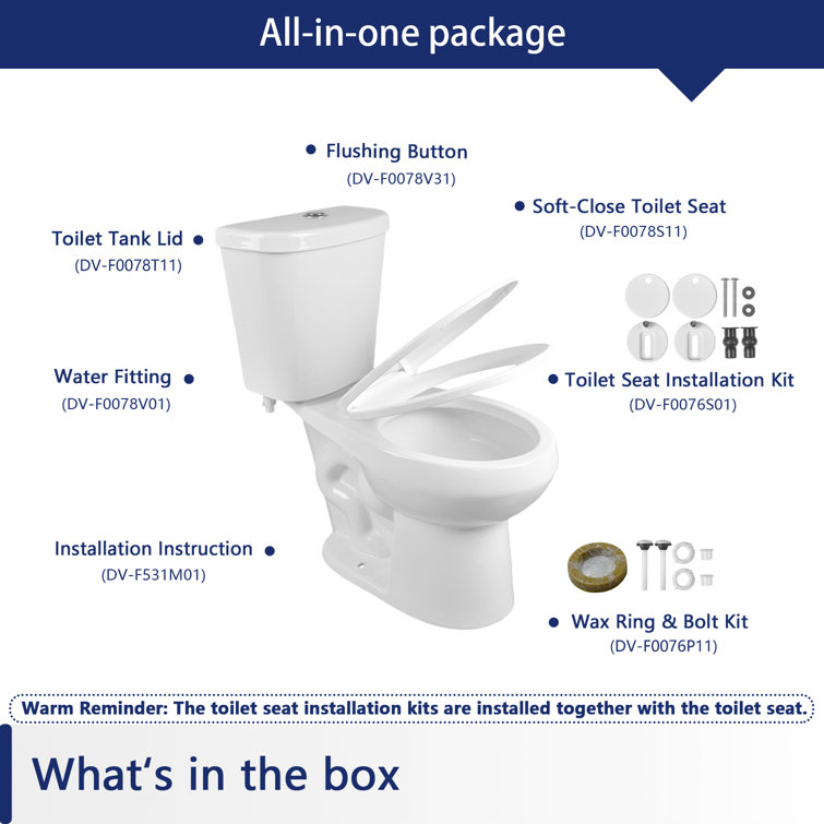 White Round Dual Flush High Efficiency Two-Piece Toilet