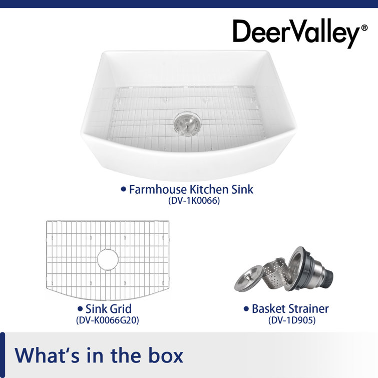White Fireclay Single Basin Farmhouse Kitchen Sink