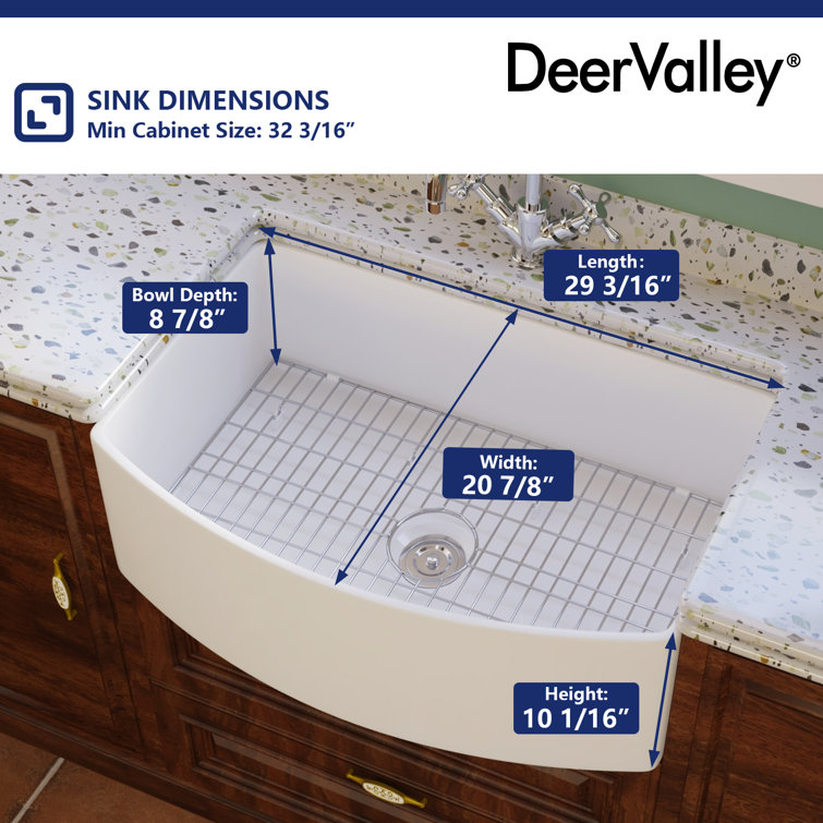 White Fireclay Single Basin Farmhouse Kitchen Sink