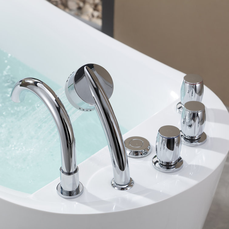 67'' Glossy White Acrylic Freestanding Whirlpool Bathtub