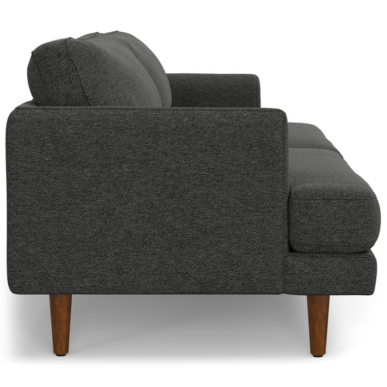 Charcoal Grey 90-Inch Fabric Lawson Sofa with Wood Legs