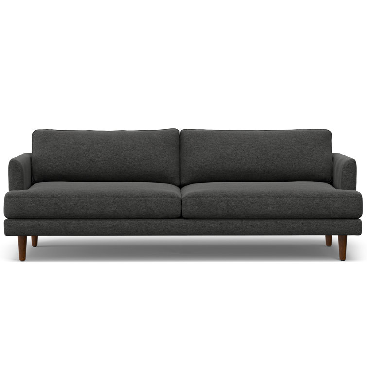 Charcoal Grey 90-Inch Fabric Lawson Sofa with Wood Legs