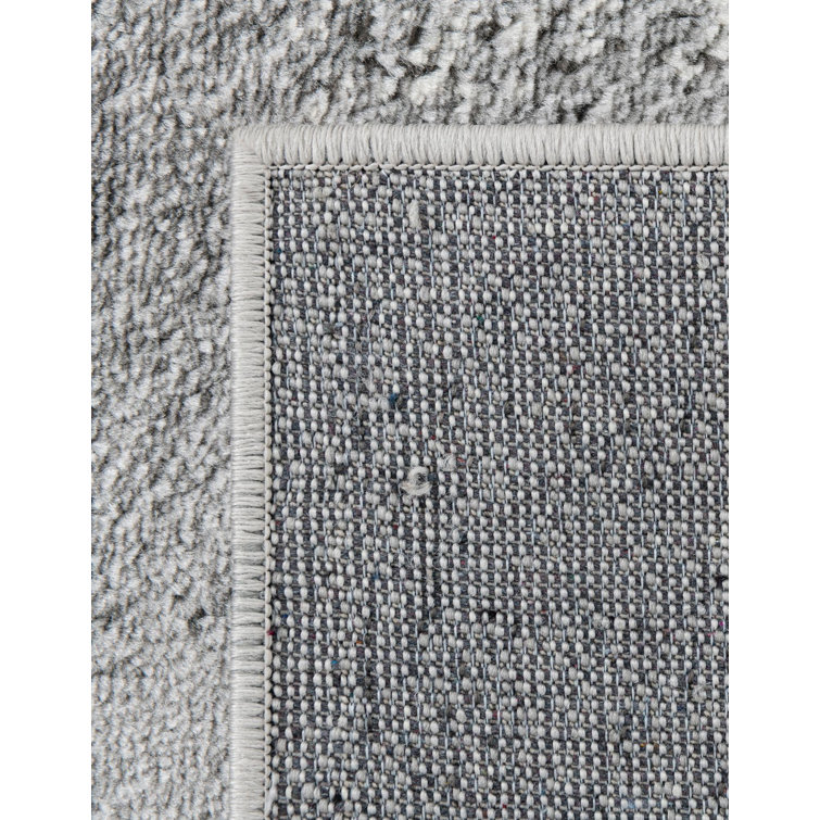 Gray 6' x 9' Oriental Synthetic Stain-Resistant Area Rug