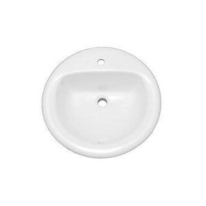 White Ceramic Round Drop-In Bathroom Sink, 19-inch