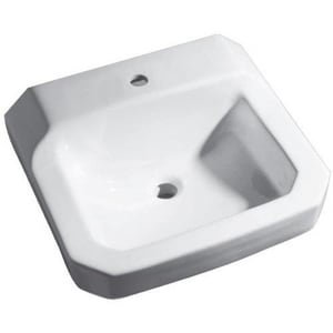 White Rectangular Vitreous China Wall Mounted Bathroom Sink