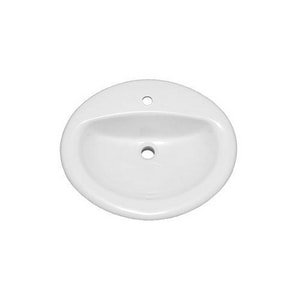 White Oval Vitreous China Drop-In Bathroom Sink
