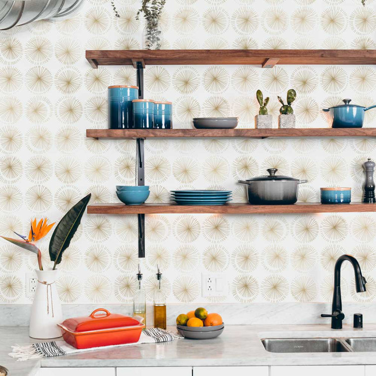 Gold and White Geometric Self-Adhesive Removable Wallpaper