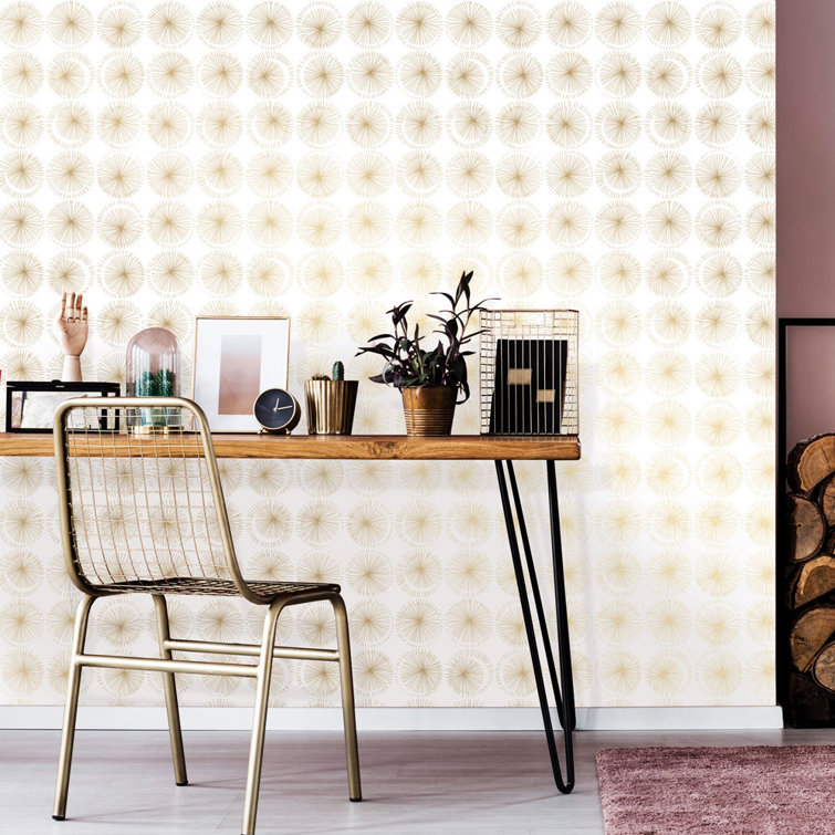 Gold and White Geometric Self-Adhesive Removable Wallpaper