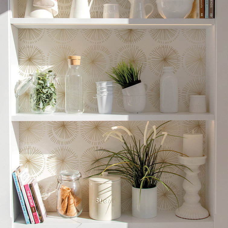 Gold and White Geometric Self-Adhesive Removable Wallpaper