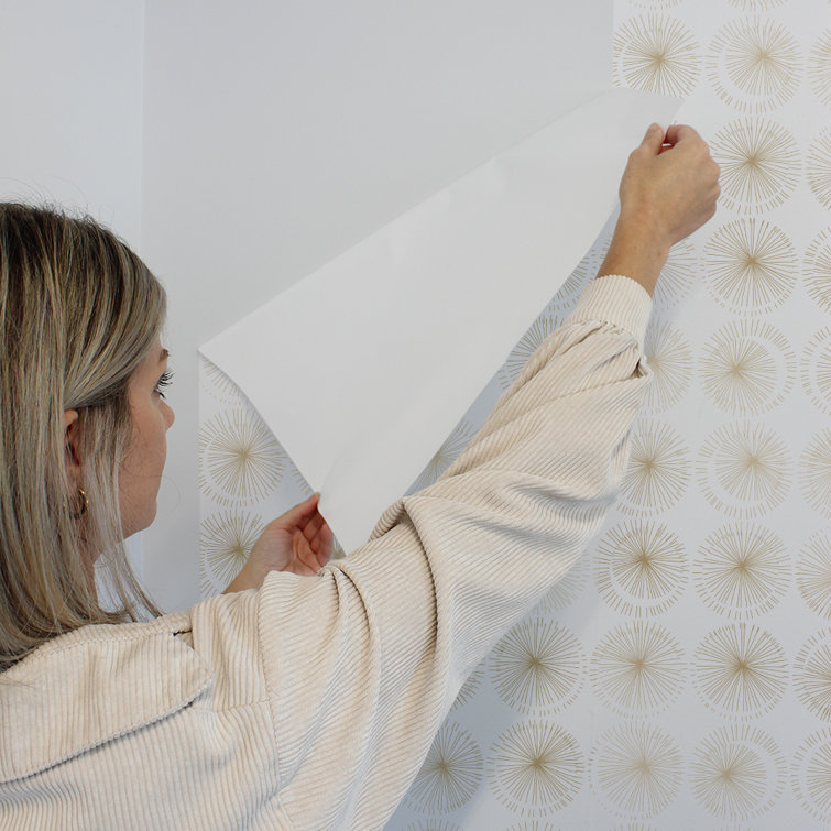 Gold and White Geometric Self-Adhesive Removable Wallpaper