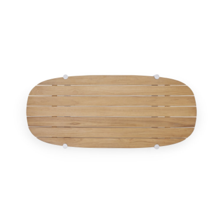 52'' Putty Teak and Aluminum Outdoor Coffee Table