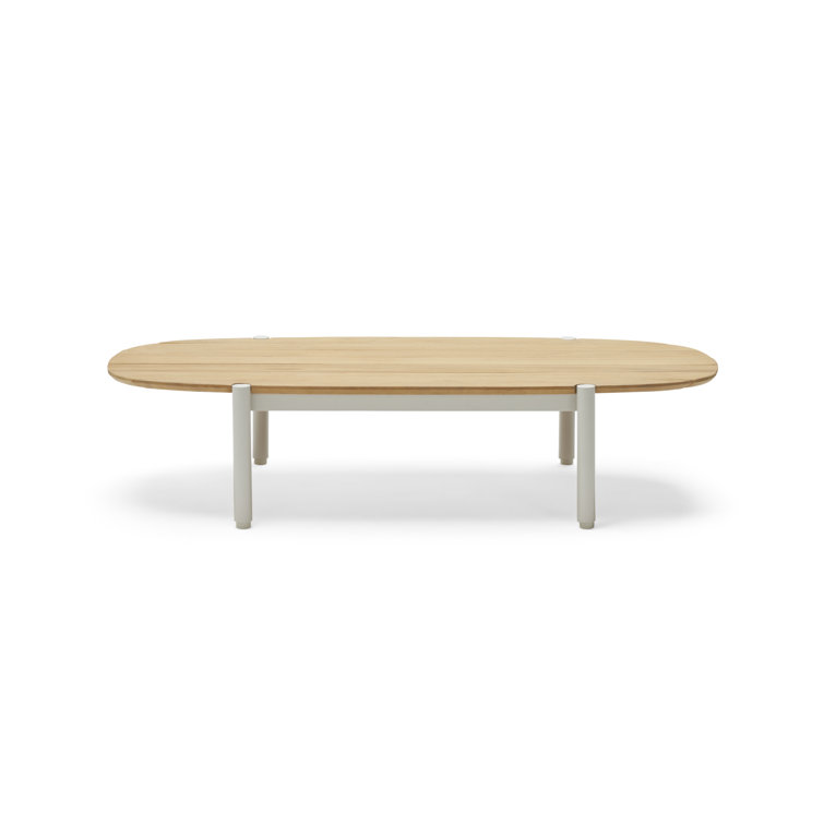 52'' Putty Teak and Aluminum Outdoor Coffee Table