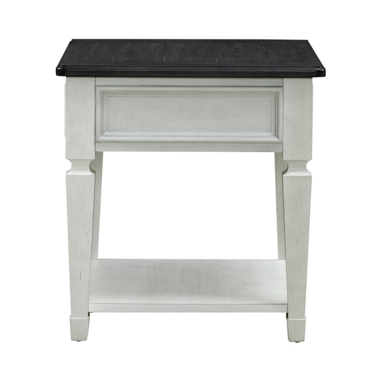 Cottage Charm White Wood and Metal End Table with Storage