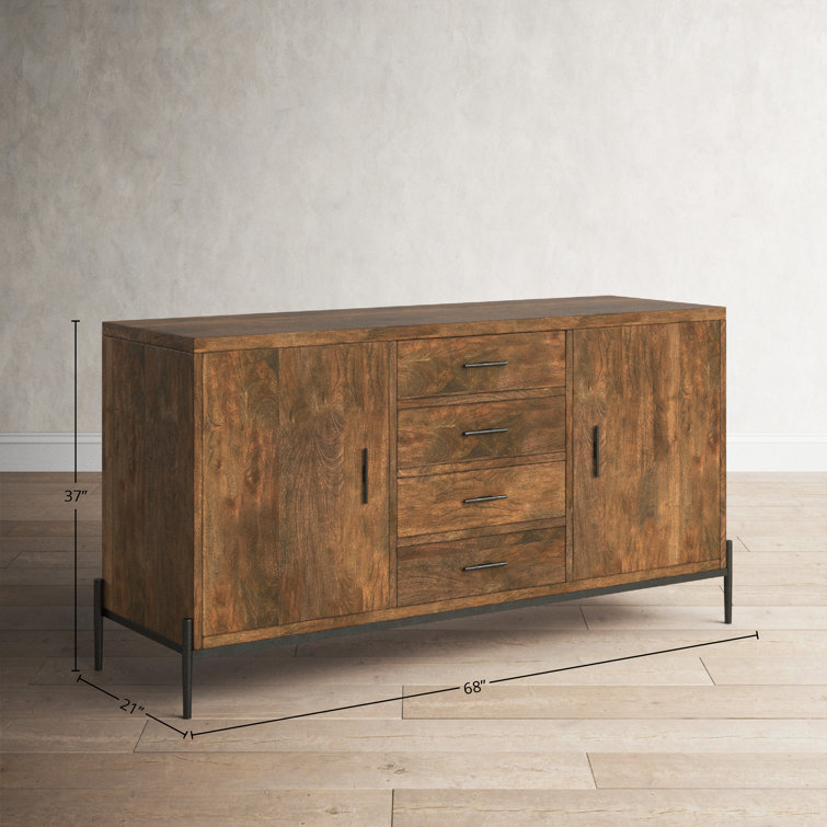 Bedford Transitional 68'' Brown Mango Wood Sideboard with Storage