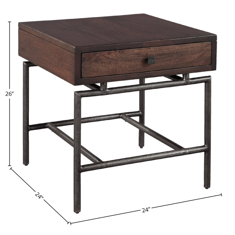 Hekman Dark Brown Mango Wood and Iron End Table with Storage